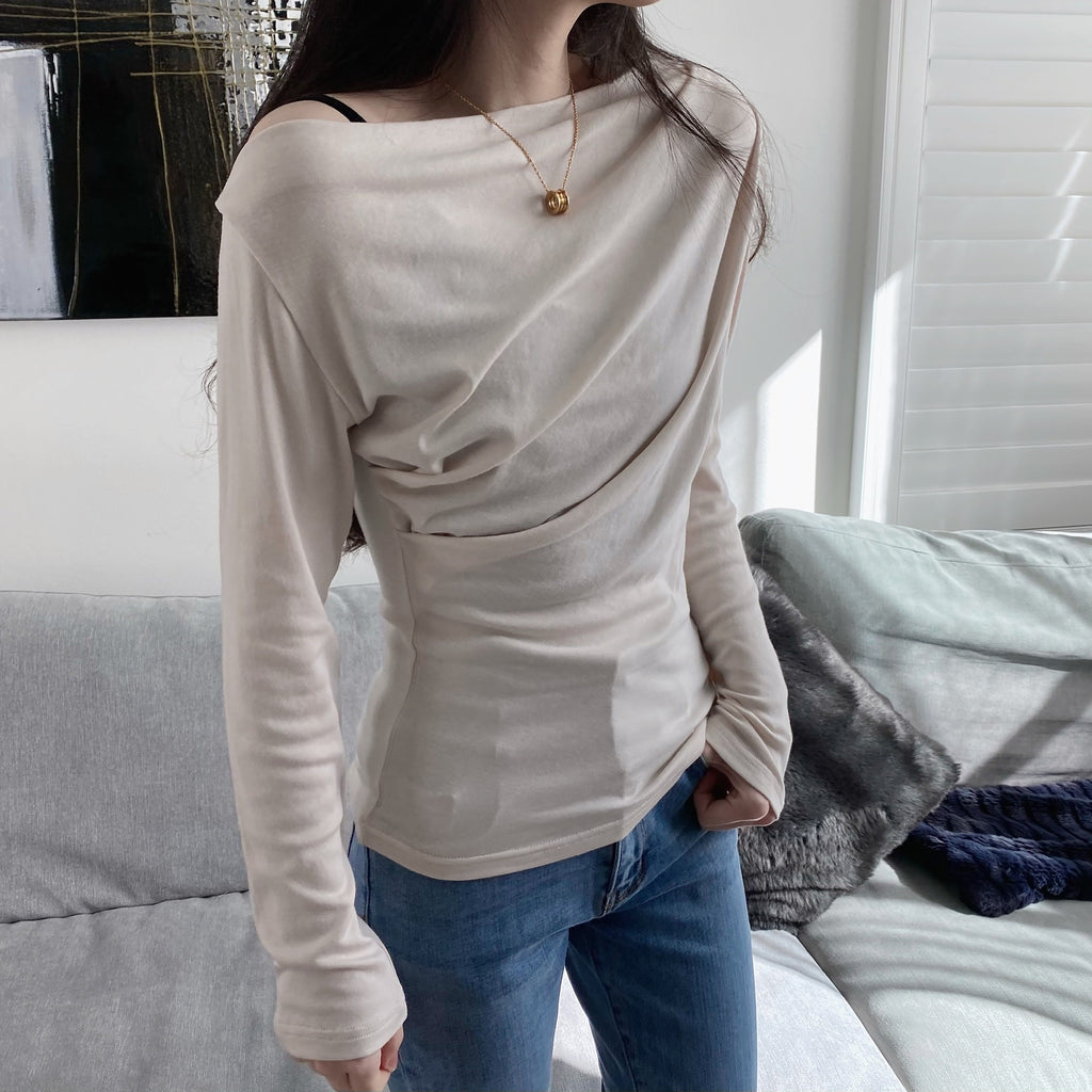 Comfy Front Gathering Knit Top - Marvous Wear 
