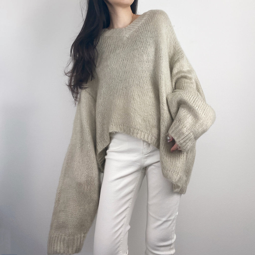Asymmetric Hem Oversized Sweater - Marvous Wear