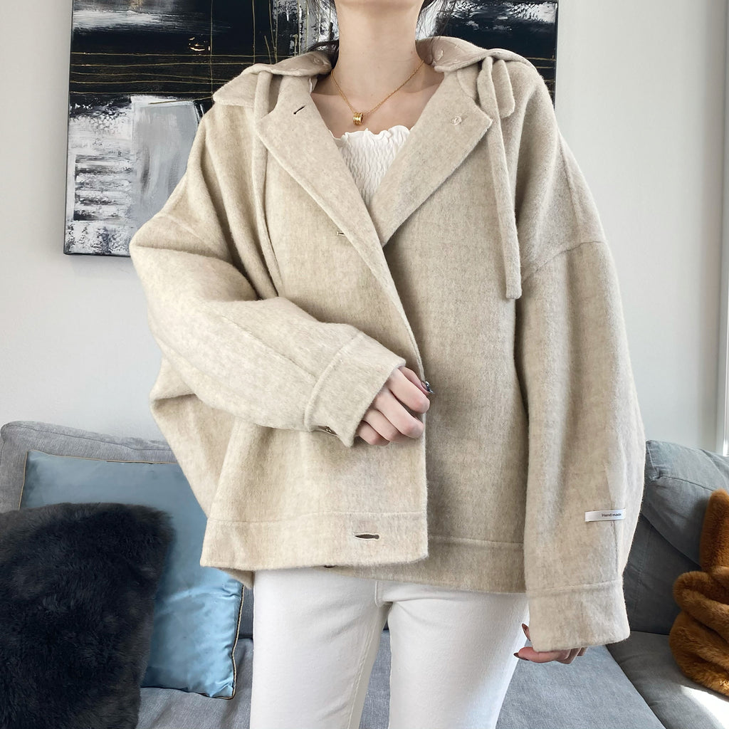 Button-Up Handmade Wool Oversized Coat-Marvous Wear