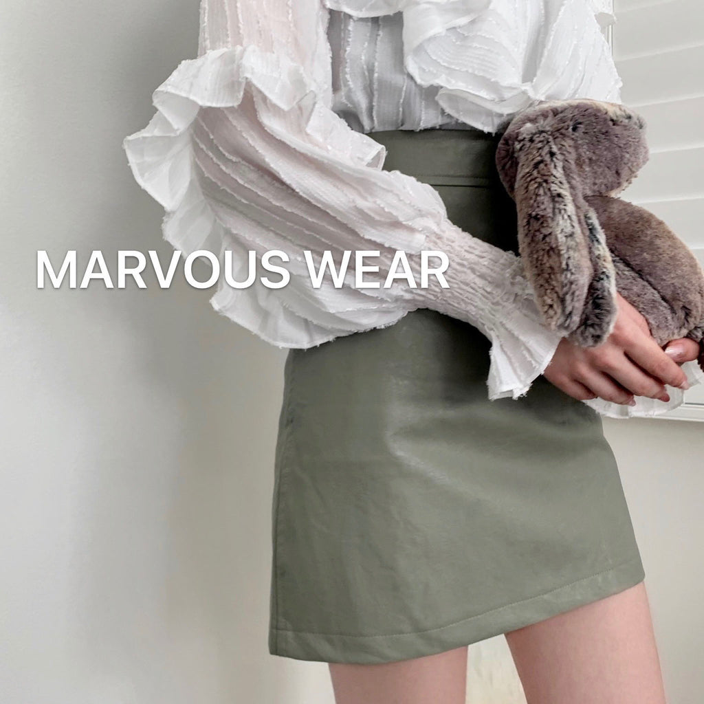 Faux Leather Skirt-MARVOUS WEAR