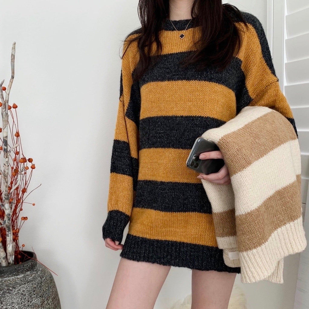 Honeybee Panel Sweater-MARVOUS WEAR