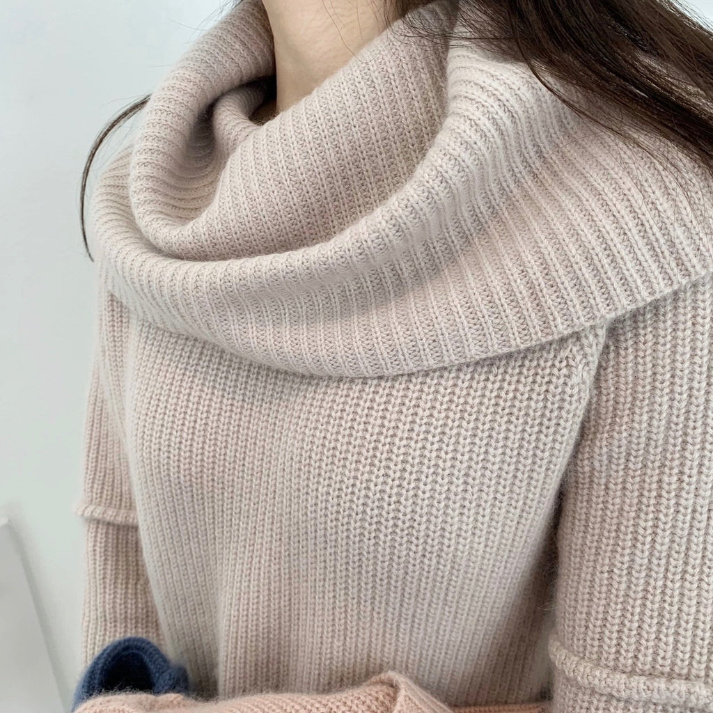Cashmere Belt Sleeve Sweater-MARVOUS WEAR